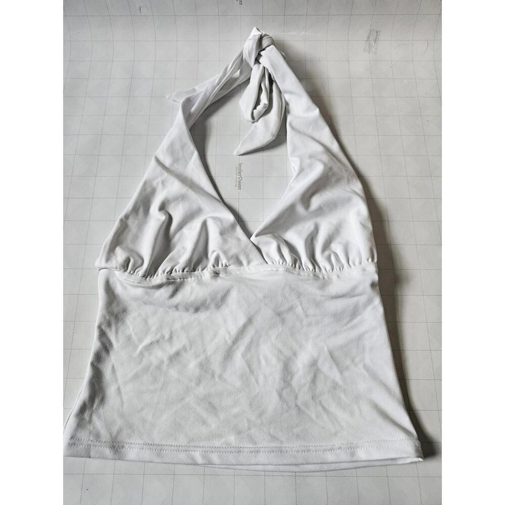 Princess Polly White Halter Crop Top US 4 AU 8 EU 36 Recycled Nylon Spandex